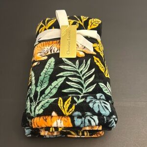 2pc CHRISTIAN LACROIX Tiger Print 100% Cotton Bath Hand Towel Set